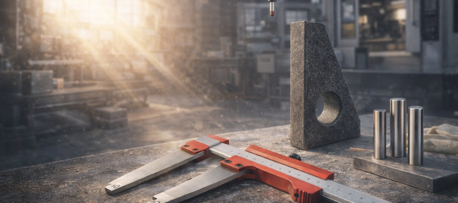 Frühjahrsputz Aktion mit Präzisions-Messmitteln in industrieller Werkstatt