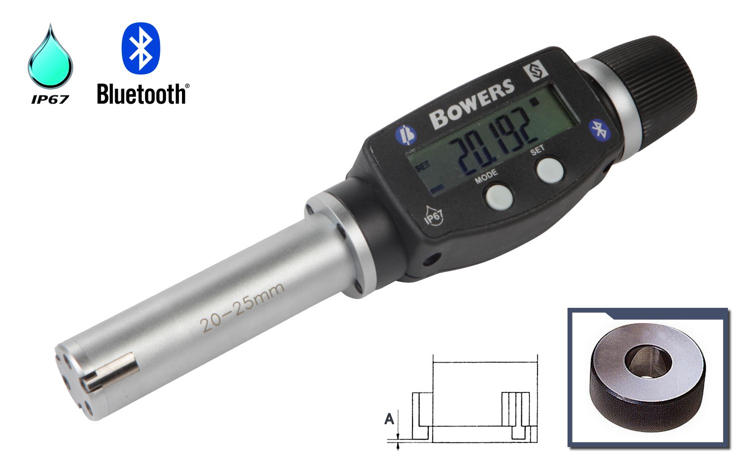 Bowers XTD 3 Punkt Innenmessschraube digital 20 mm - 25 mm U2502107