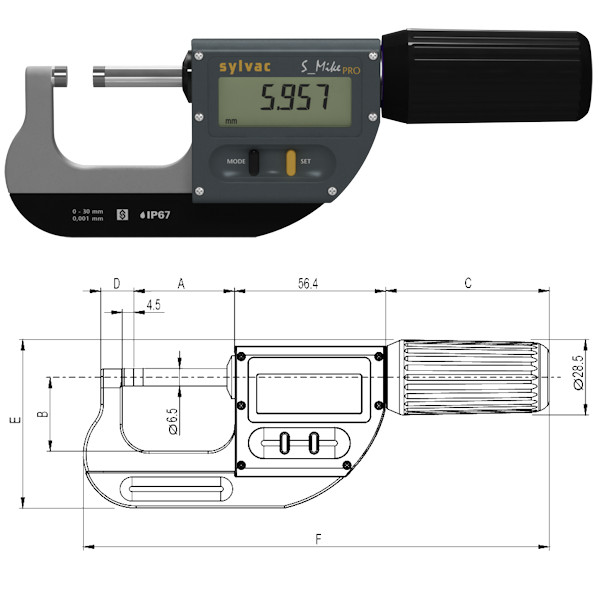 Digitale Bügelmessschraube Sylvac S_Mike Pro 0 - 30 mm SY2601-1003