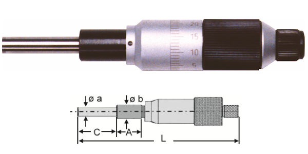 Standard Einbaumessschraube parallaxfrei 0 - 25 mm H210-75