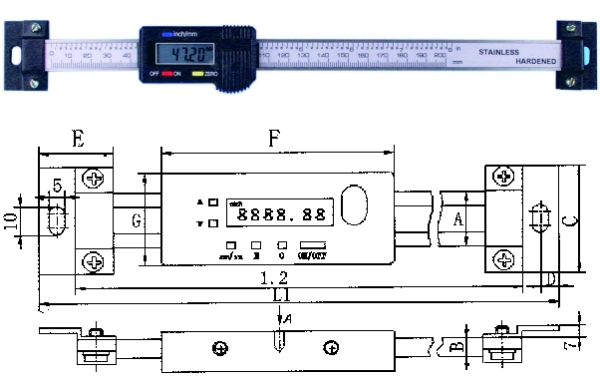 digitales horizontales Längenmesssystem Längenmessgerät 0 - 150 mm H112-02