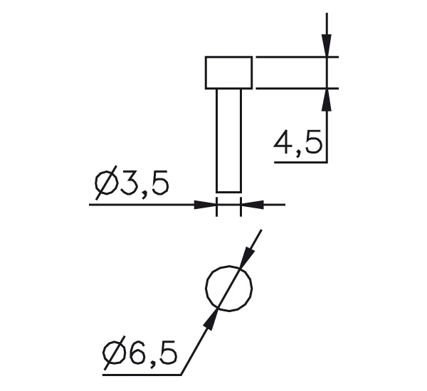 Messeinsatz Stahl gehärtet plan Ø 6,5mm, L=4,5mm U1159901