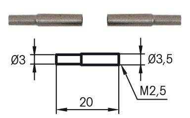 Adapterbolzen Paar Vergleichsmessgeräte Ø 3,5 / 3,0 mm, L = 20mm U1390311