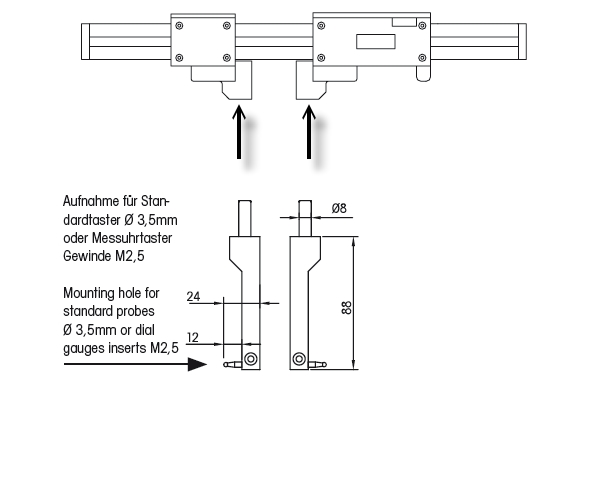Messarm Adapter Vergleichsmessgeräte Carbon Ø 3,5mm, M2,5 U1851810