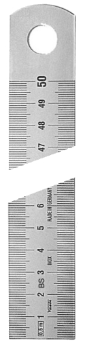 Rostfreier Stahlmaßstab, gem. BS, Lasergravur 500 x 30 x 2.0 mm V1026440050