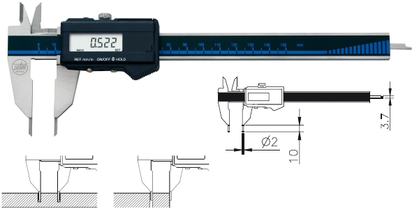 Digital-Messschieber für dünne Bohrungen 150 mm U1850611