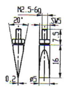 Messeinsatz Stahl 5 mm Ø KA573-20E