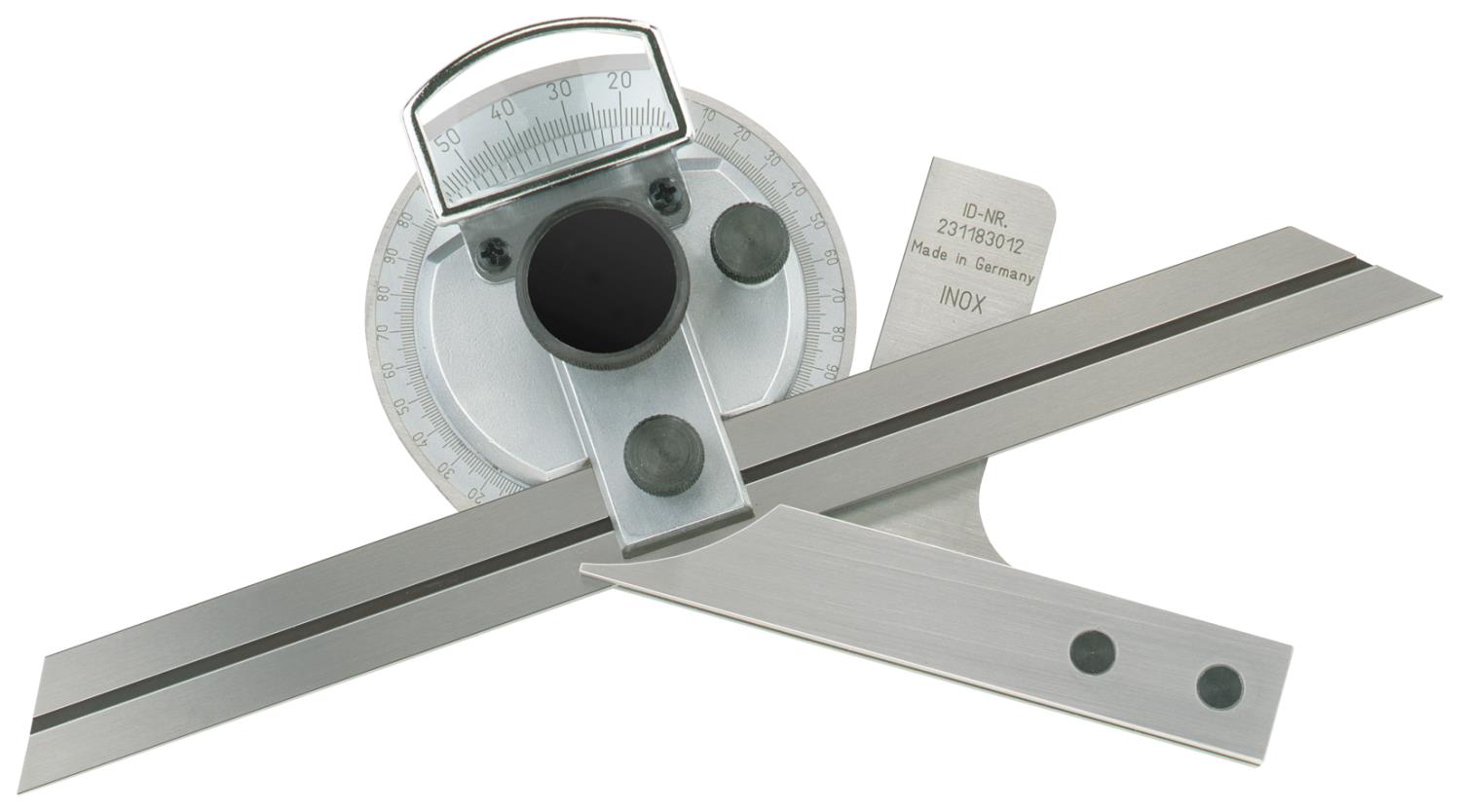 Universal Winkelmesser mit Lupe Feineinstellung und Schiene 150 300 mm 