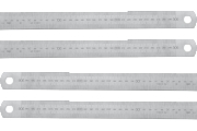 Starre Stahlmaßstäbe mit Ablesungen links nach rechts und rechts nach links in jeweils 3 verschiedenen Ablesetypen. Typ A = mm / mm , Typ B = 1/2 mm / mm , Typ C = inch / mm