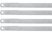 Starre Stahlmaßstäbe mit Ablesungen rechts nach links. Ablese - Typ B = 1/2 mm / mm Oberkante 1/2 mm und Unterkante 1mm Teilung
